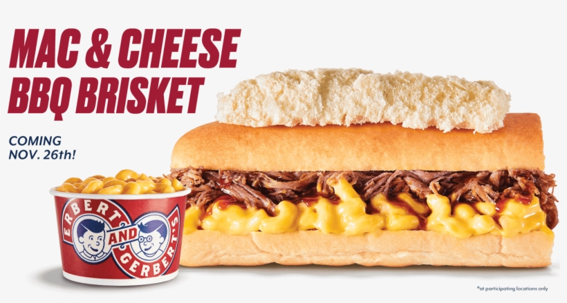 Mac & Cheese Bbq Brisket Sandwich From Erbert And Gerberts - Erbert & Gerbert's, transparent png download