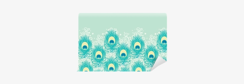 Peacock Feathers Vector Horizontal Seamless Pattern - Peacock Feather Borders Hd, transparent png download