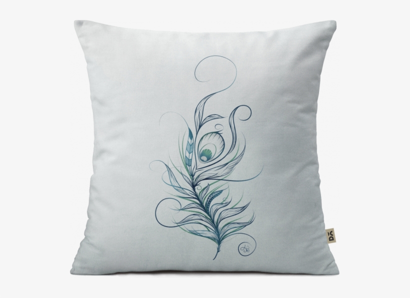 The Boho Peacock Feather 12" Cushion Cover - Peacock Feathers Tattoo Black, transparent png download