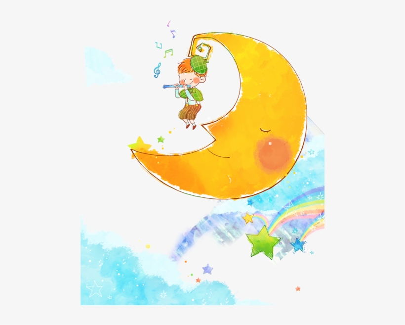 Clipart Free Download Cartoon Clip Art The Moon Children - Art, transparent png download