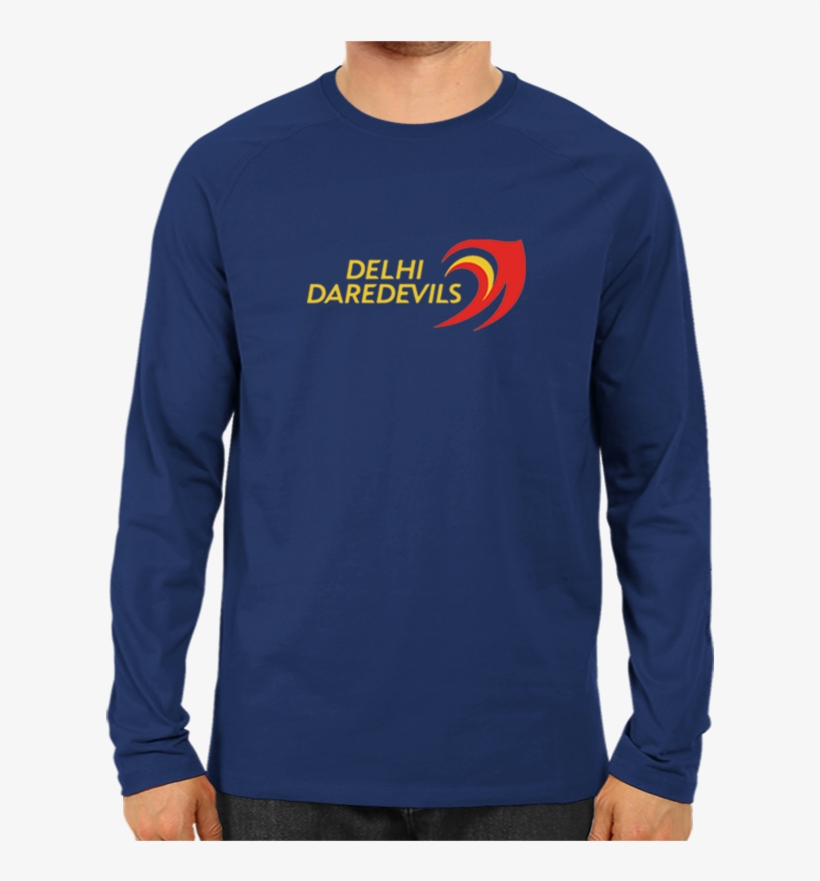 Ipl 02 Delhi Daredevils Full Sleeve Navy Blue - Plain Navy Blue Long Sleeve Shirt, transparent png download