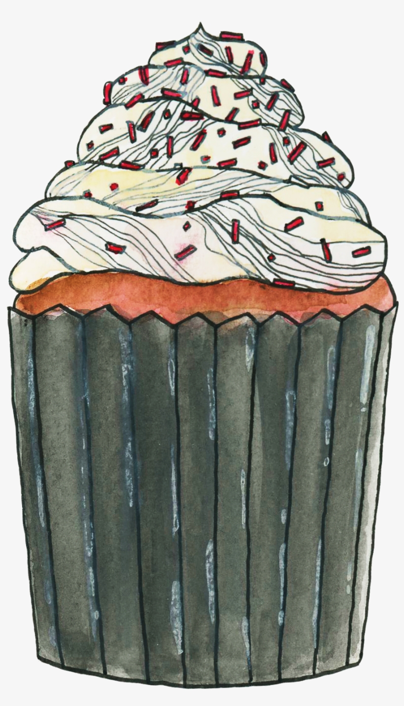 Strawberry Ice Cream Red Velvet Cupcake - Red Velvet Cake, transparent png download