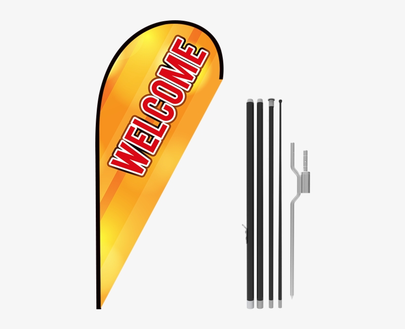 11ft Welcome Stock Teardrop Flag With Ground Stake - Stock, transparent png download