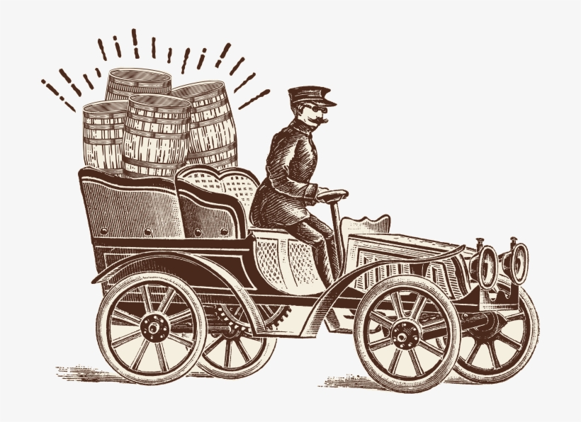 Car With Beer Barrels - Człowiek Z Czerwoną Chorągiewką: O Początkach Motoryzacji, transparent png download