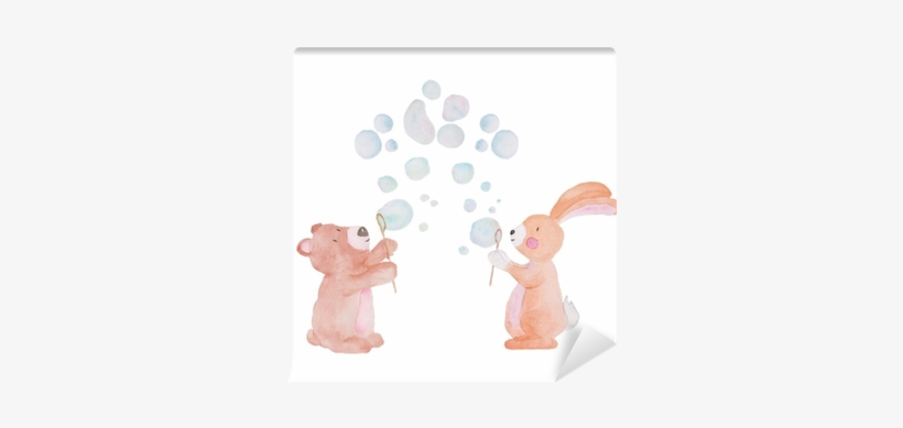 Cute Animal Watercolor Illustration Bubbles Water Kids - Illustration, transparent png download