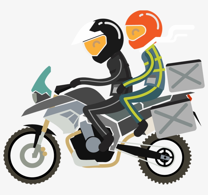 Young Couple Traveling On The Motorcycle, transparent png download