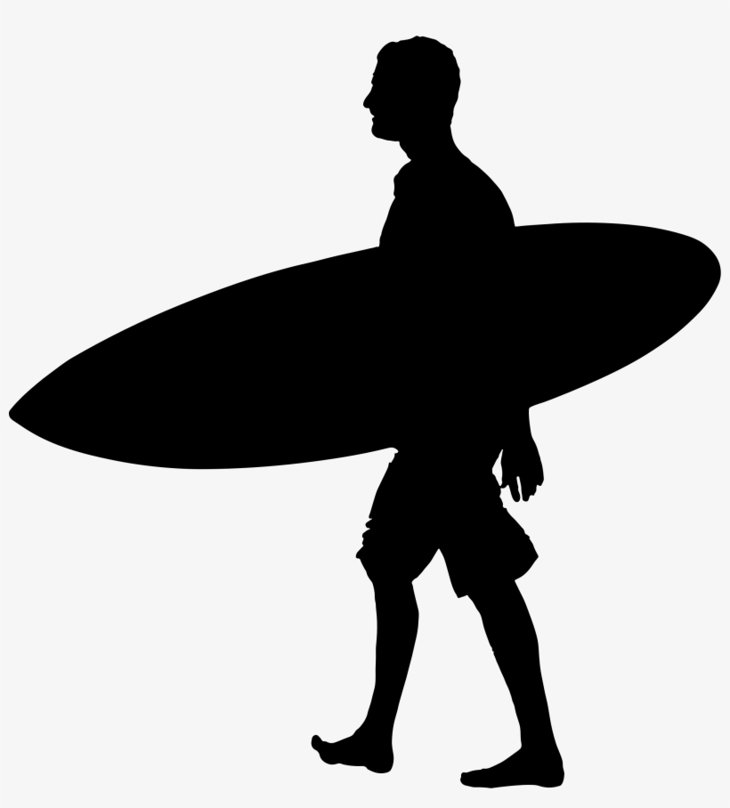 Clip Royalty Free Library Man Carrying Silhouette Big - Surfboard Clipart, transparent png download