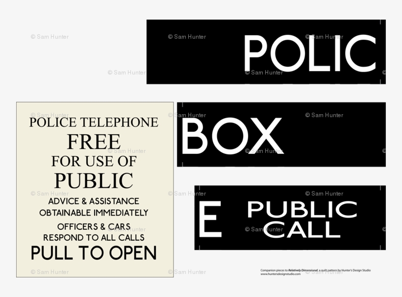 Police Box Quilt Pattern Fq Companion Fabric - Tardis Police Public Call Box, transparent png download