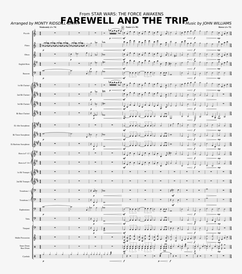 Farewell And The Trip Sheet Music Composed By Music - Document, transparent png download