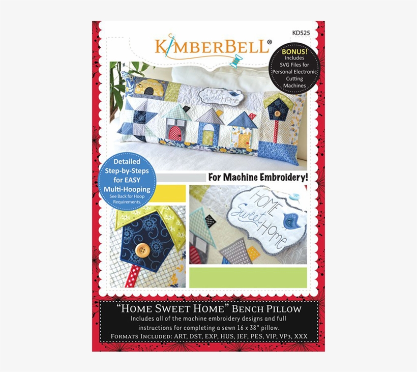 Kimberbell Designs Home Sweet Home - Kimberbell Home Sweet Home Bench Pillow Machine Embroidery, transparent png download