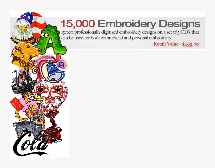 The 15,000 Embroidery Designs Cd Has Over 15,000 Professionally - Patriotic Eagle Embroidery Design, transparent png download