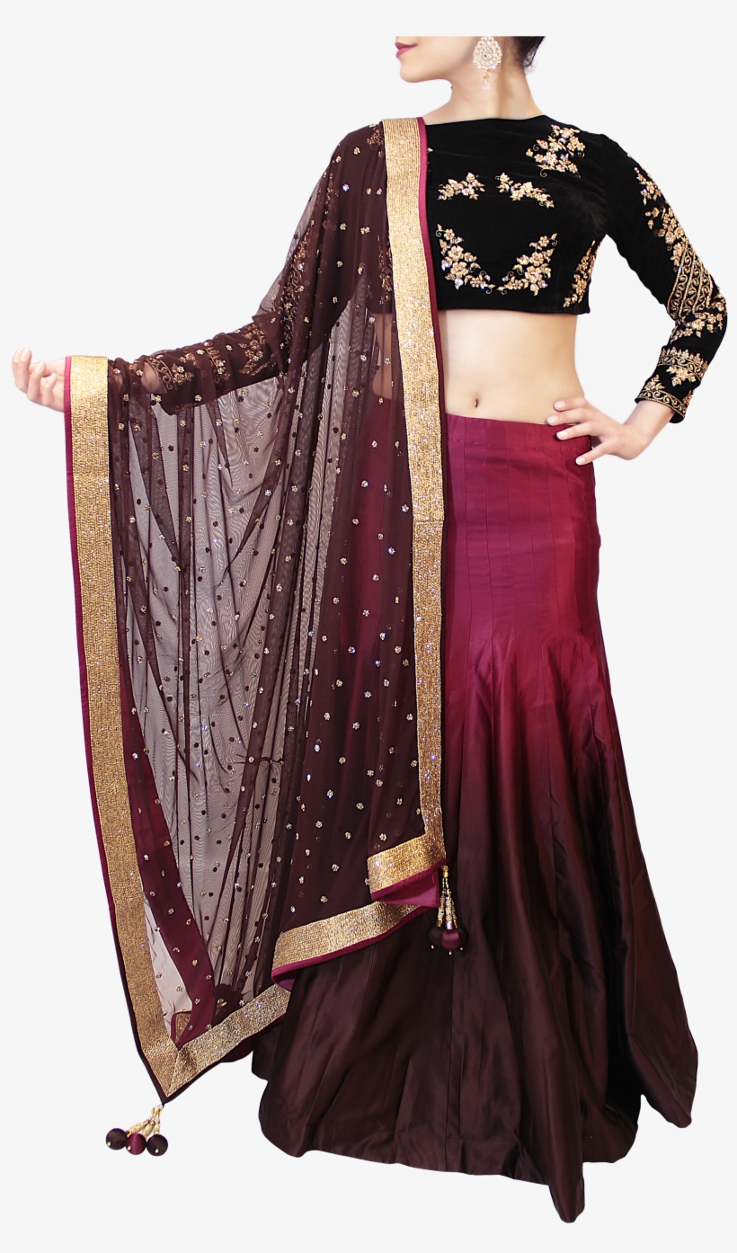 Wine Embroidered Lehenga, transparent png download