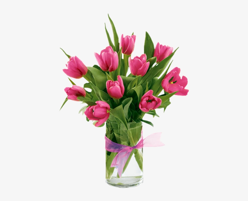 Beautiful Spring Tulips From Spring Flowers - Pink Tulips Flowers In Vase, transparent png download