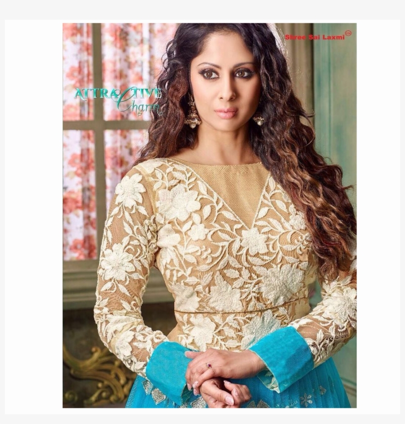 1 Of 2free Shipping Indian Designer Blue Net Lehnga, transparent png download
