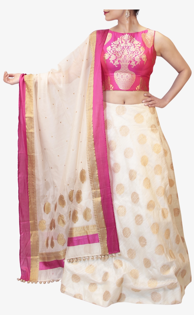 White And Pink Lehenga, transparent png download