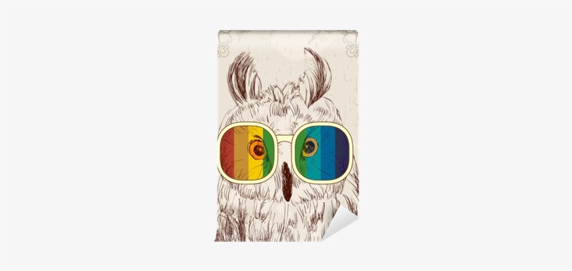 Vector Sketch Of Owls With Glasses - Illustration, transparent png download