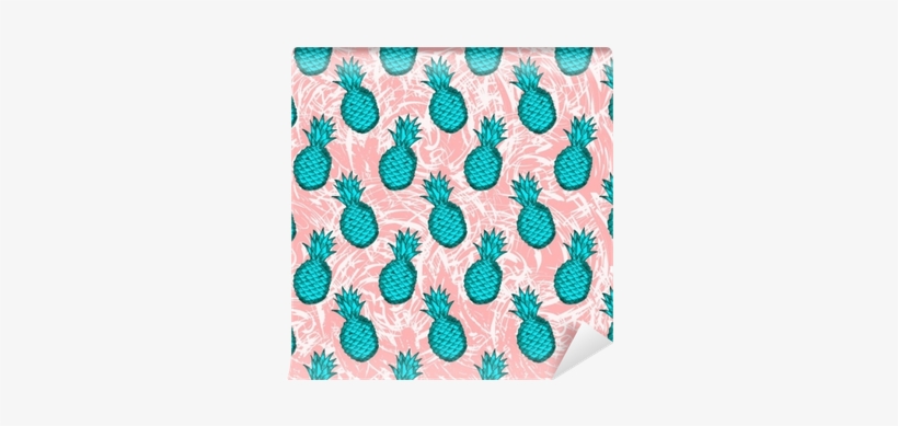 Seamless Pattern From Hand Draw Green Pineapples On - Drawing, transparent png download
