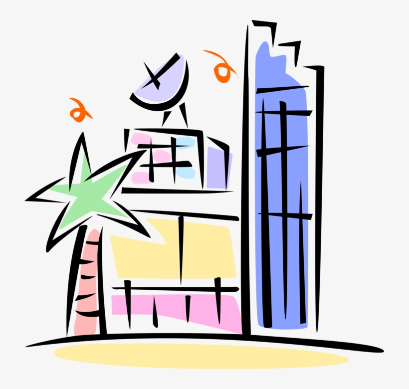Vector Illustration Of Building With Satellite Dish, transparent png download