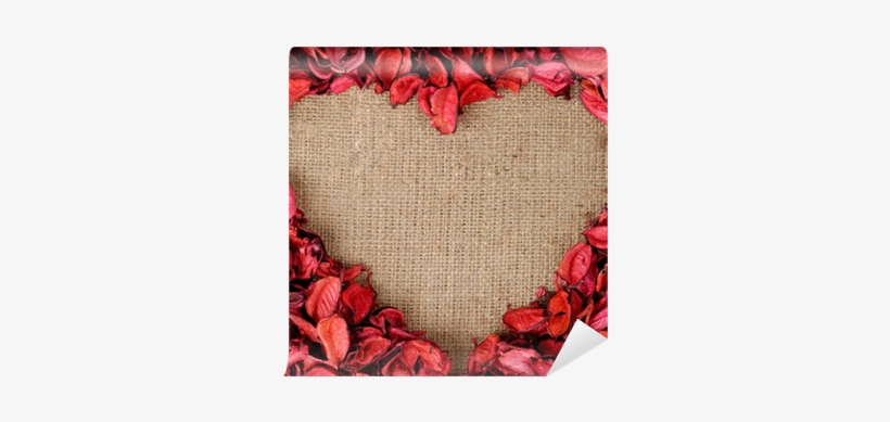 Heart Shaped Frame Made From Red Petals Wall Mural - Red Rose Petals Background, transparent png download