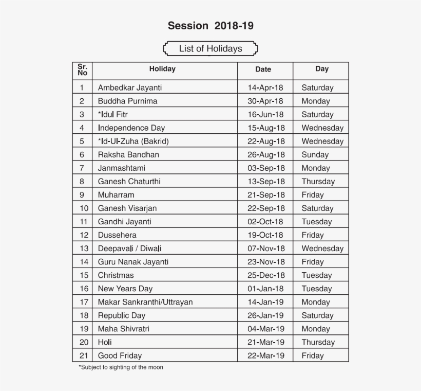 List Of Holidays - Management, transparent png download