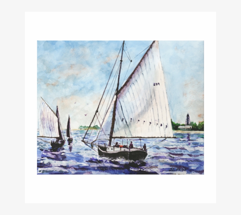 Sailing Along Fine Art Sailboats Watercolor Stretched - Watercolor Painting, transparent png download