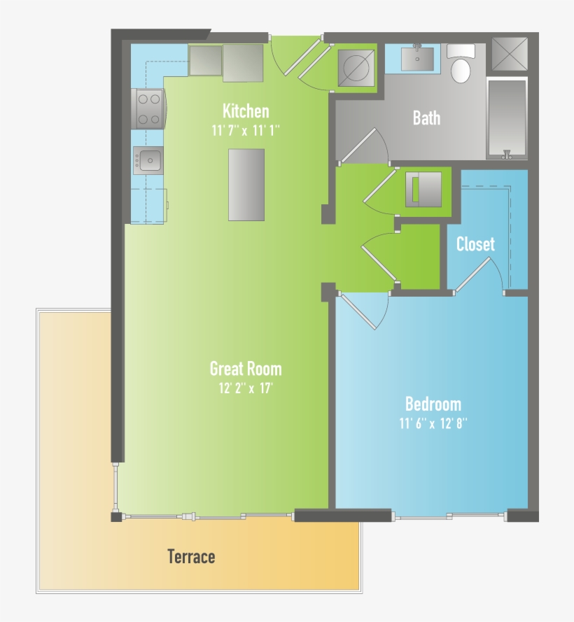 One Bedroom Apartment - Apartment, transparent png download