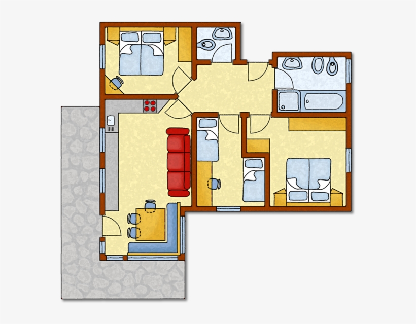 80 M² For 4 To 7 Persons - Apartment, transparent png download