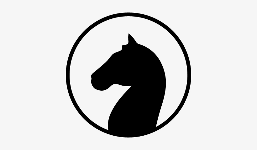 Horse Head Black Shape Facing Left Inside A Circle - Horse Head Circle, transparent png download