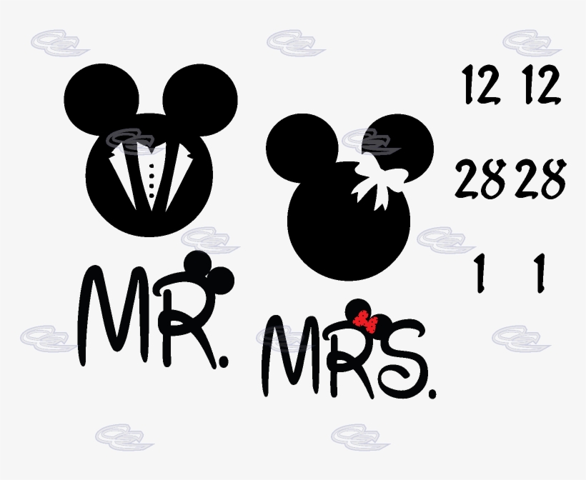 Funny Bride And Groom Silhouette Png Download - Mickey Bride And Groom, transparent png download