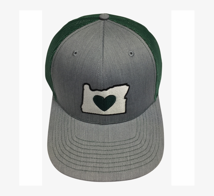 Heather Grey/forest Green - Green Heart In Oregon Trucker Hat, transparent png download