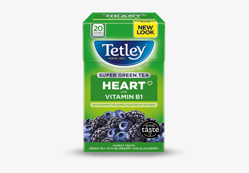 Tetley Super Green Tea Heart Forest Fruits - Tetley Original Softpack 240 Teabags 750g, transparent png download