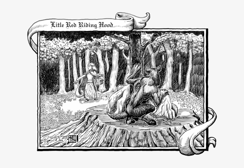 An Illustration Of The Classic Fairy Tale “little Red - Little Red Riding Hood Classic Illustration, transparent png download