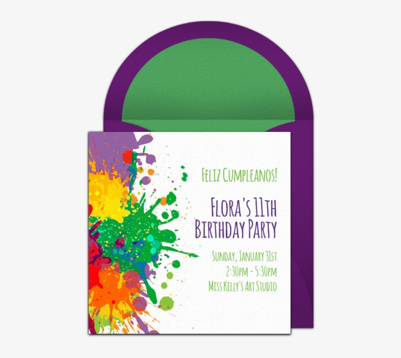 Paint Splatter Online Invitation - Paint, transparent png download
