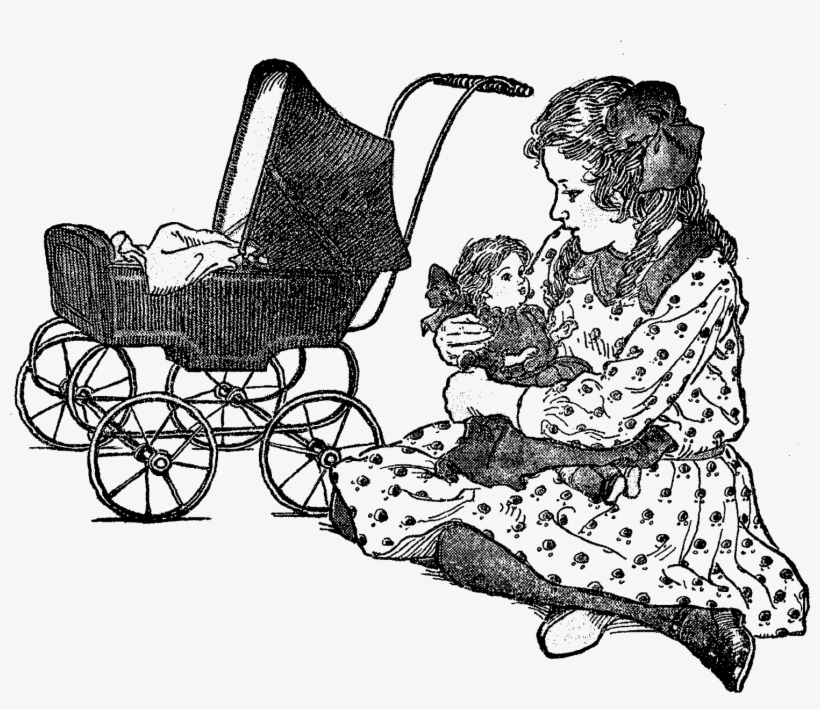Digital Stamp Design Free Printable Vintage Girl Digital - Carriage, transparent png download