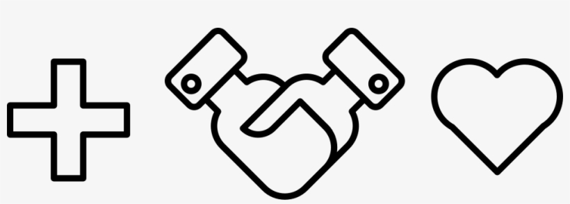 Plus Sign With Shaking Hands And Heart Shape Comments - Icon, transparent png download