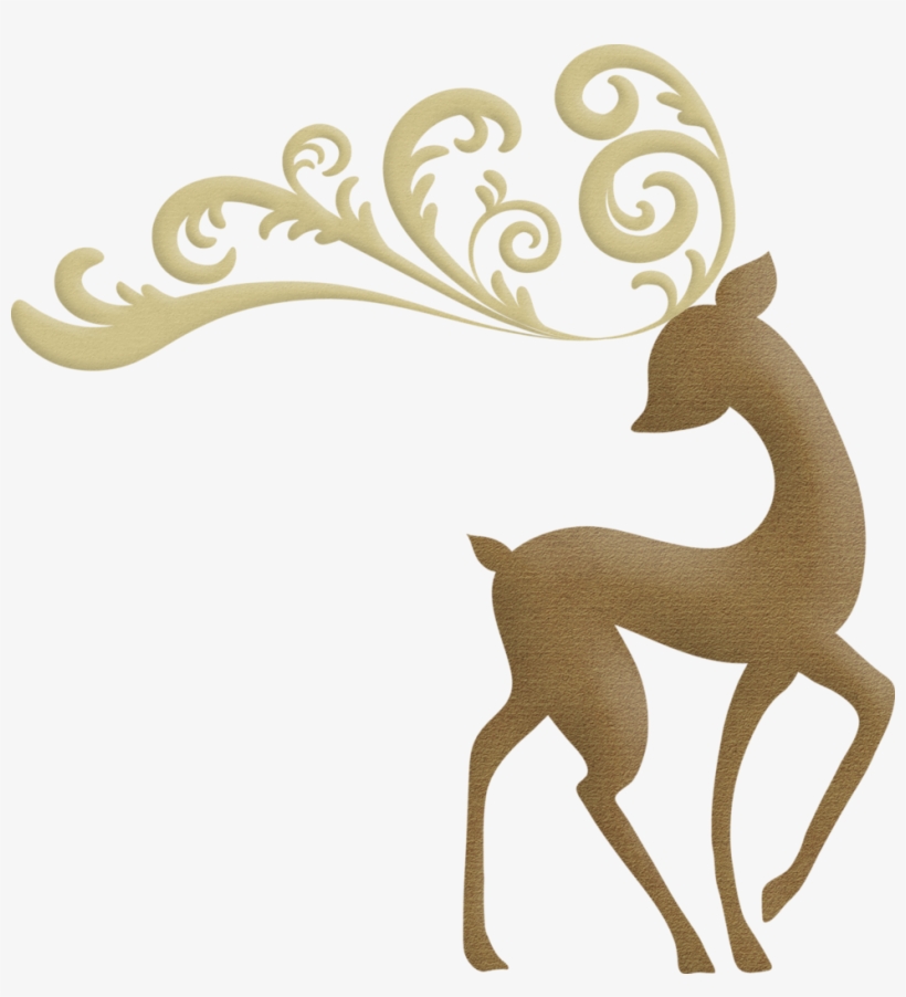 Christmas Elegant Reindeer Clip Art - Elegant Christmas Reindeer Clip Art, transparent png download