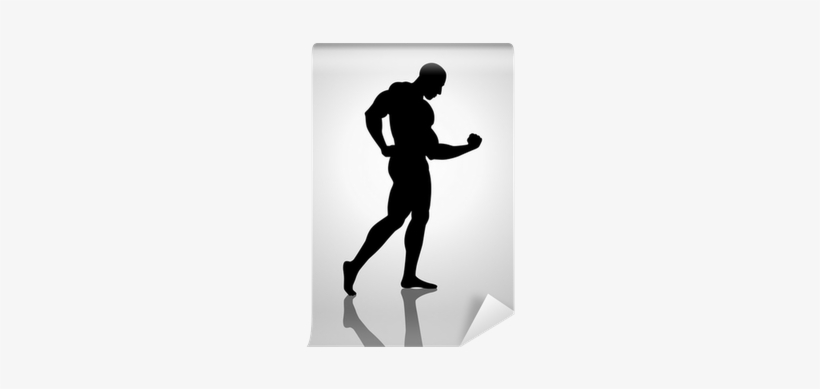 Silhouette Illustration Of A Bodybuilder Wall Mural - Shadow Bodybuilder, transparent png download