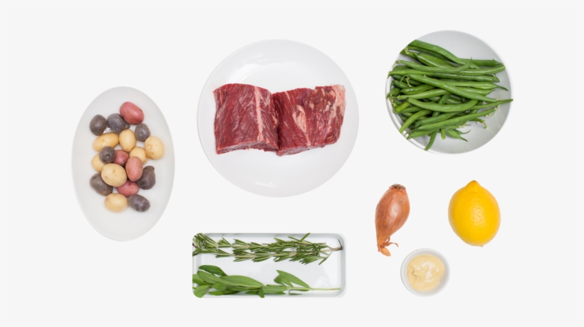 Seared Hanger Steak With Rosemary Fingerling Potatoes - Rosemary Potatoes And Steak, transparent png download