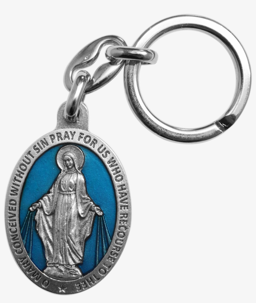 Silver Toned Base Blue Enamel Blessed Saint Mary Miraculous, transparent png download
