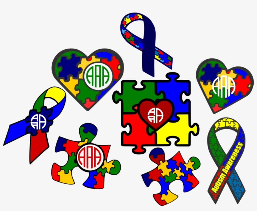 Autism Awareness Monogram Frame Cut Files - Scalable Vector Graphics, transparent png download