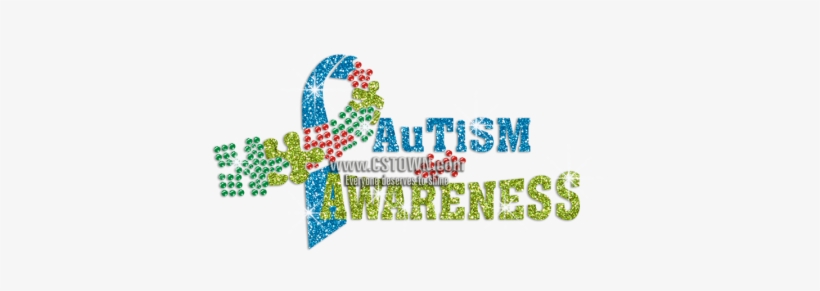 Autism Awareness Ribbon Glitter Rhinestone Transfer - Graphic Design, transparent png download