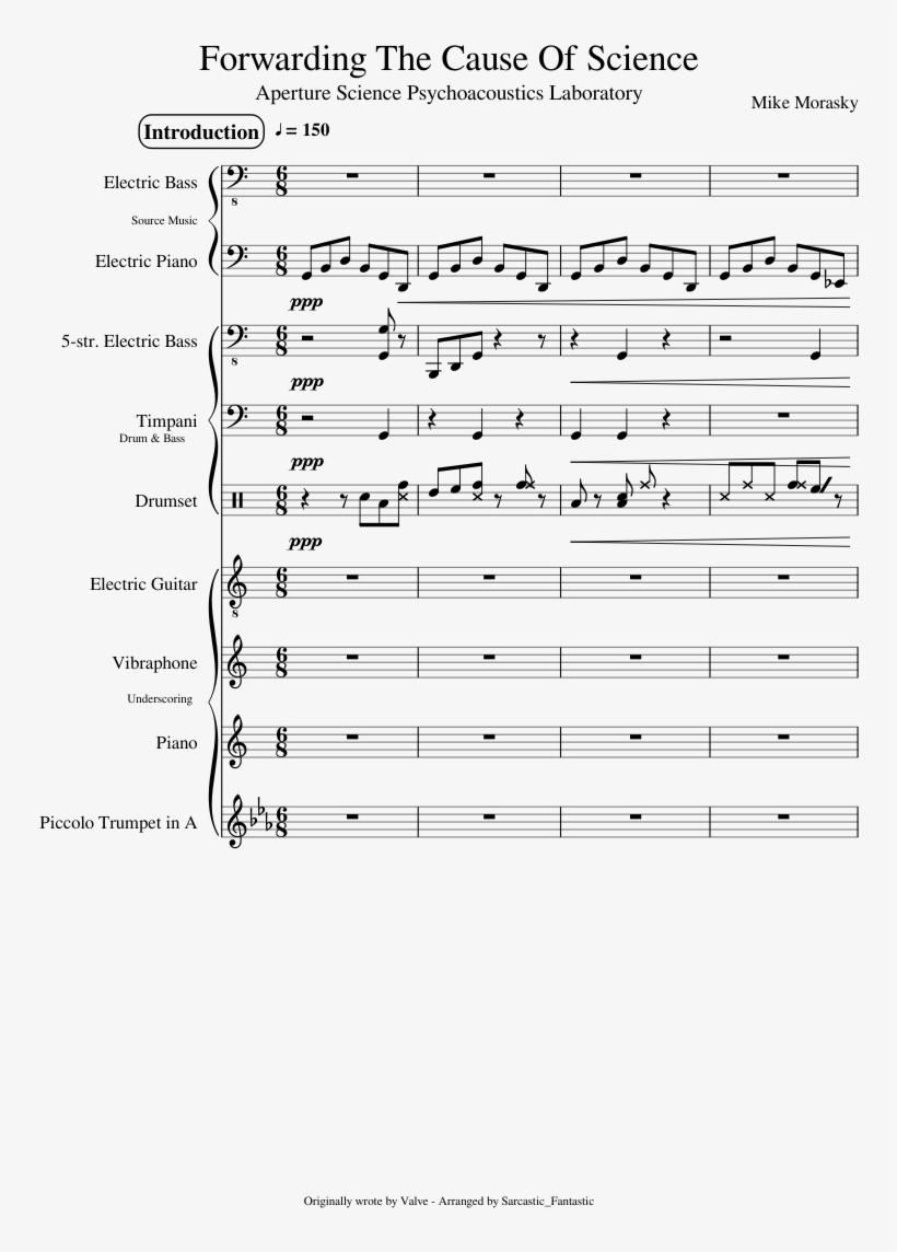 Forwarding The Cause Of Science - Aperture Science Song Sheet Music, transparent png download