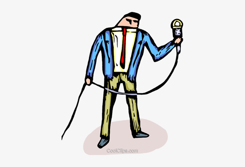 Man Holding A Microphone Royalty Free Vector Clip Art - Man Holding Microphone Png, transparent png download