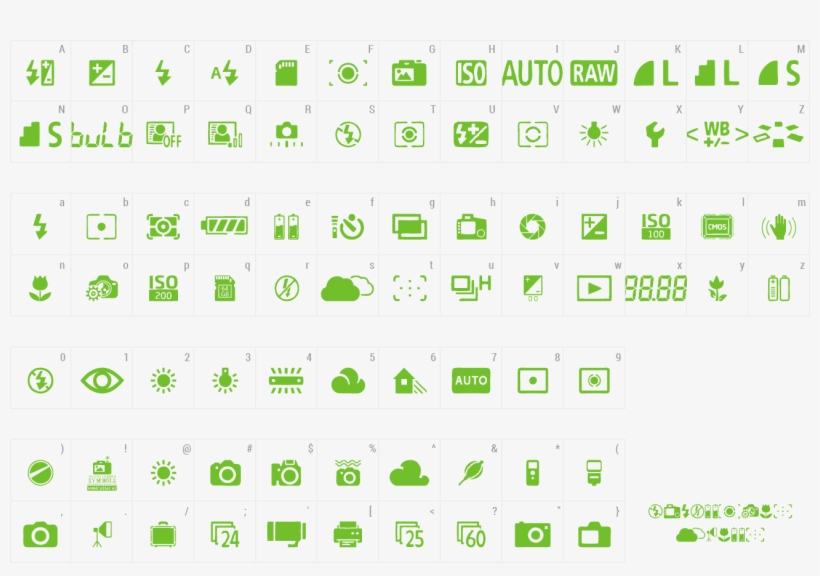 Font Digital Camera Symbols Preview - Digital Camera, transparent png download