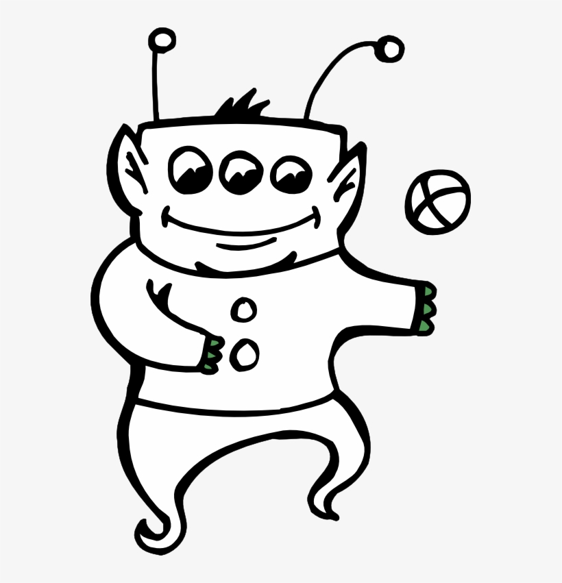 Artfavor Alien 1 Black White Line Art 555px 67 - Alein Clipart Png Black And White, transparent png download