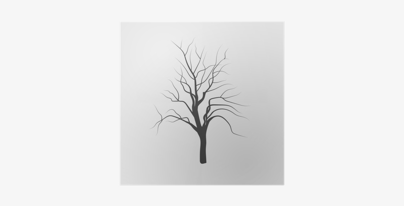 Vector Drawing Silhouettes Of Leafless Tree Poster - Silhouette, transparent png download