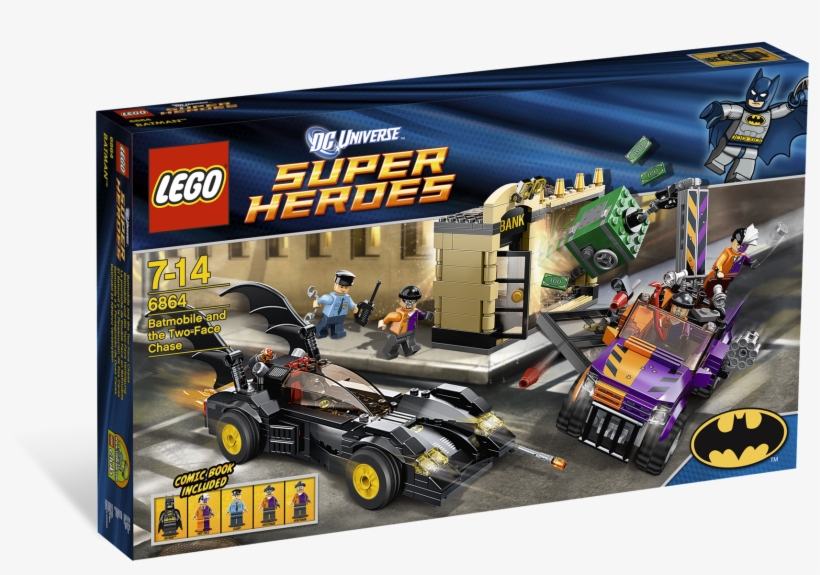 6864 Batmobile And The Two-face Chase - Lego Dc Universe Super Heroes Batmobile And Two-face, transparent png download