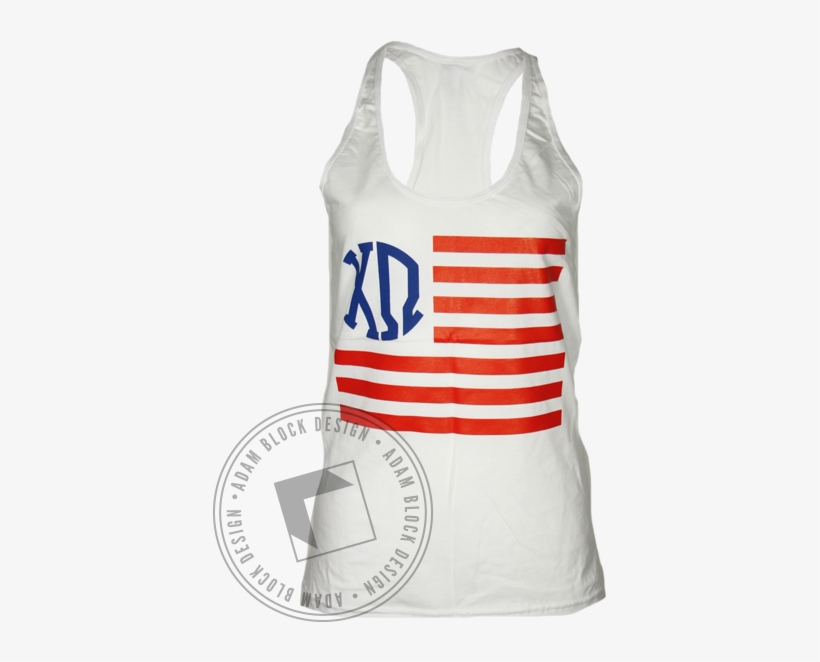 Chi Omega American Flag Greek Letters Tank Top - Active Tank, transparent png download
