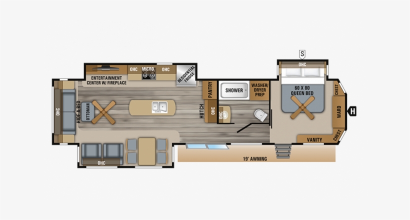 2019 Jay Flight Bungalow 40rlts - Floor Plan, transparent png download