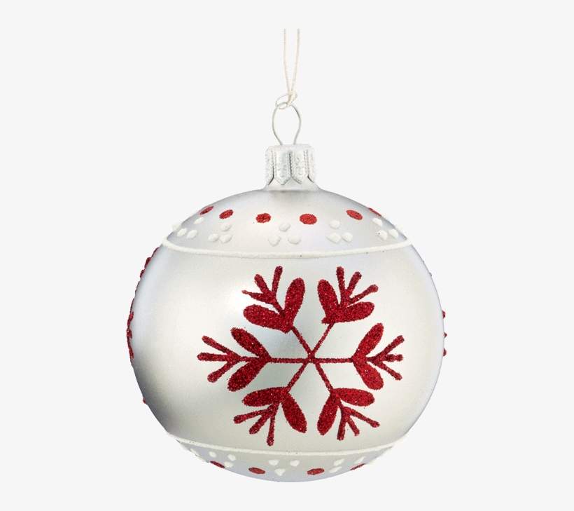 Christmas Ball Ornament White With Red Flakes, 7 Cm - White, transparent png download